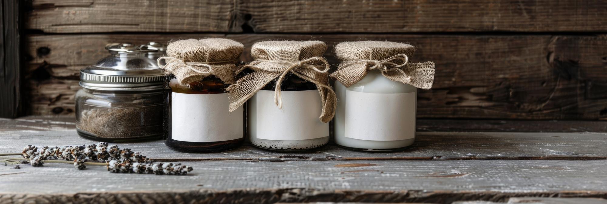 Assorted pantry jars and recipe cards on a table